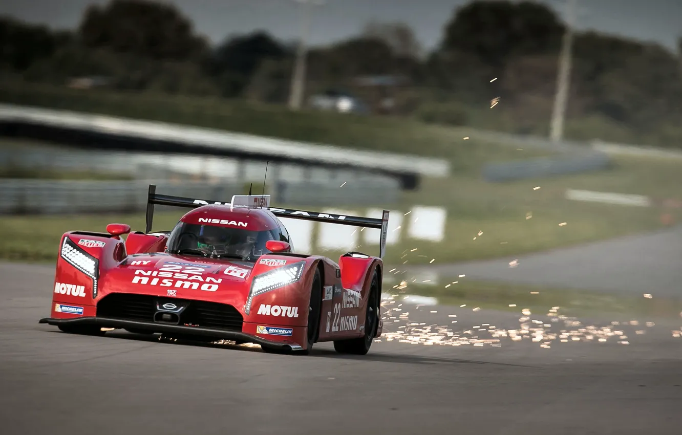 Фото обои Искры, Фары, WEC, Nissan GT-R LM Nismo