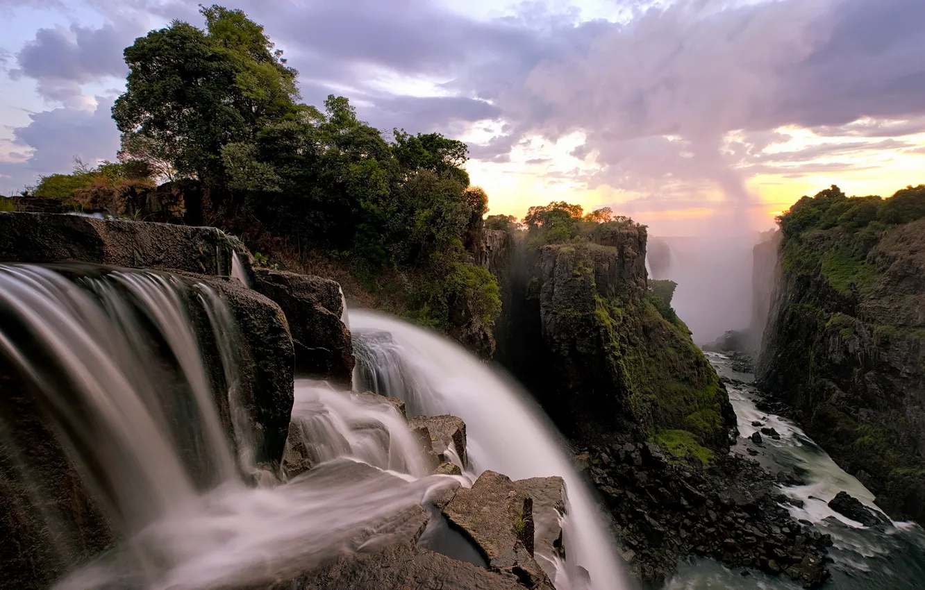 Фото обои Sunrise, Victoria Falls, Zimbabwe