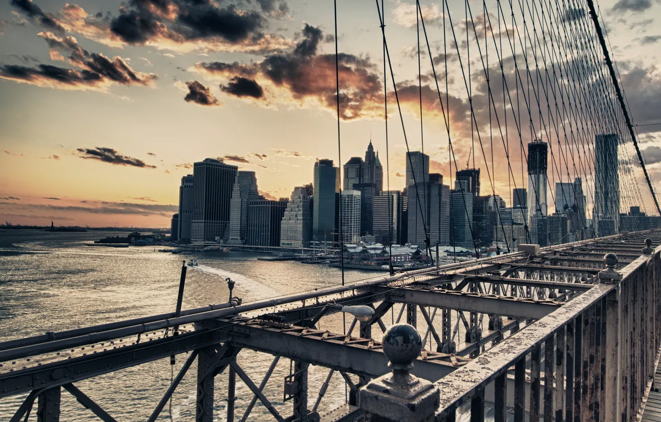 Фото обои USA, New York, NYC Brooklyn Bridge