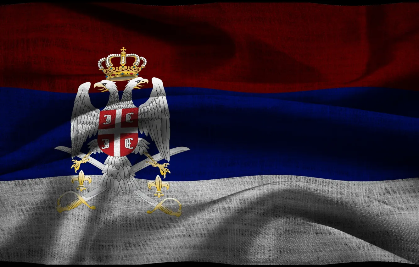 Фото обои флаг, герб, Сербия, Serbia