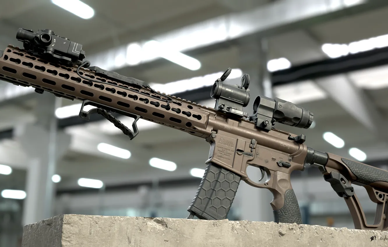 Фото обои 3d art, Digital Coalition, DDM4ISR, оптимизированное для патрона 300 Blackout., Огнестрельное оружие типа AR15