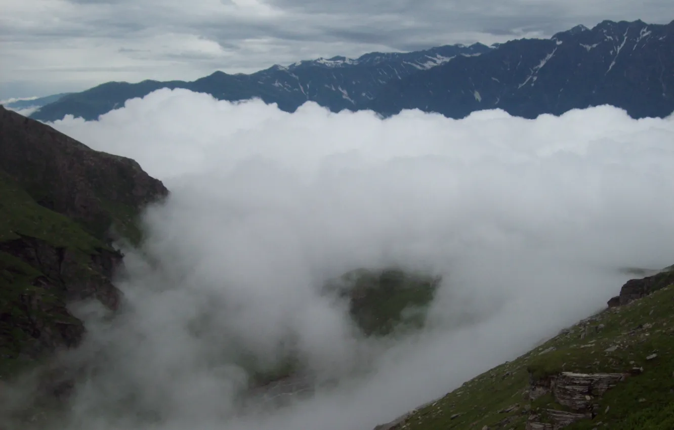 Фото обои Heights, Mist, Valley, Cloud filled