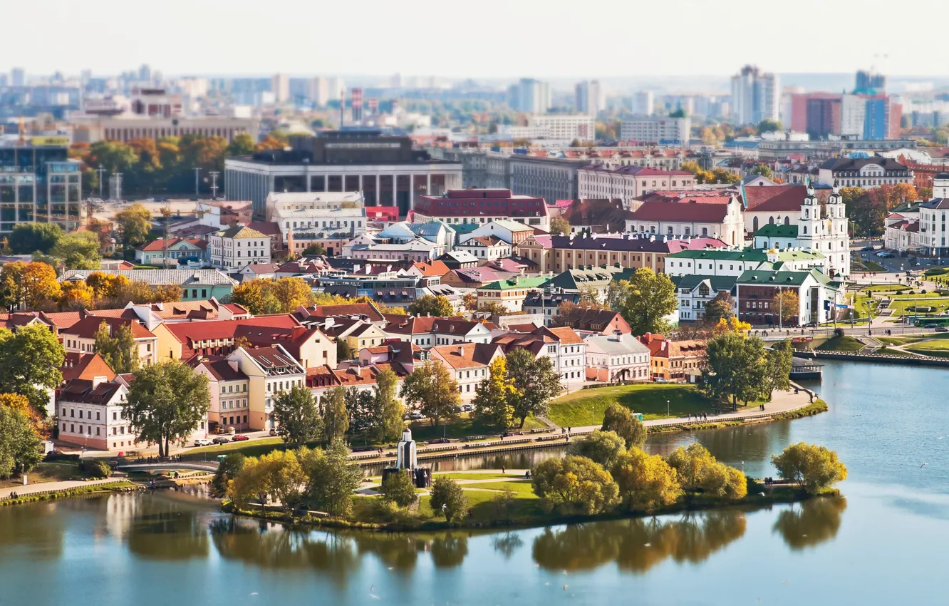 Фото обои река, старый город, Беларусь, Минск, Belarus, Minsk, Свислочь, Немига