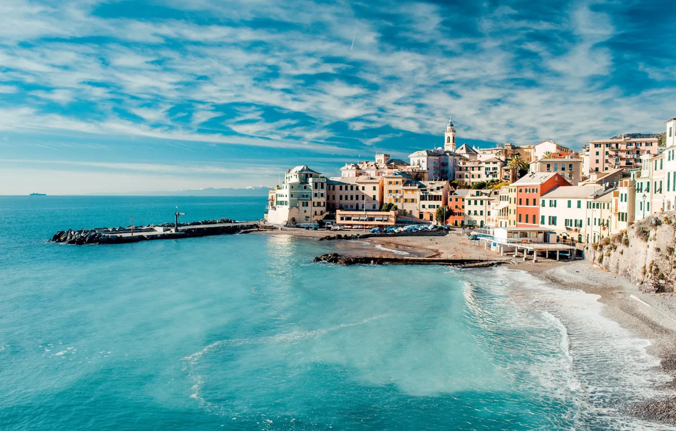 Фото обои Italy, bay, Liguria, Genoa