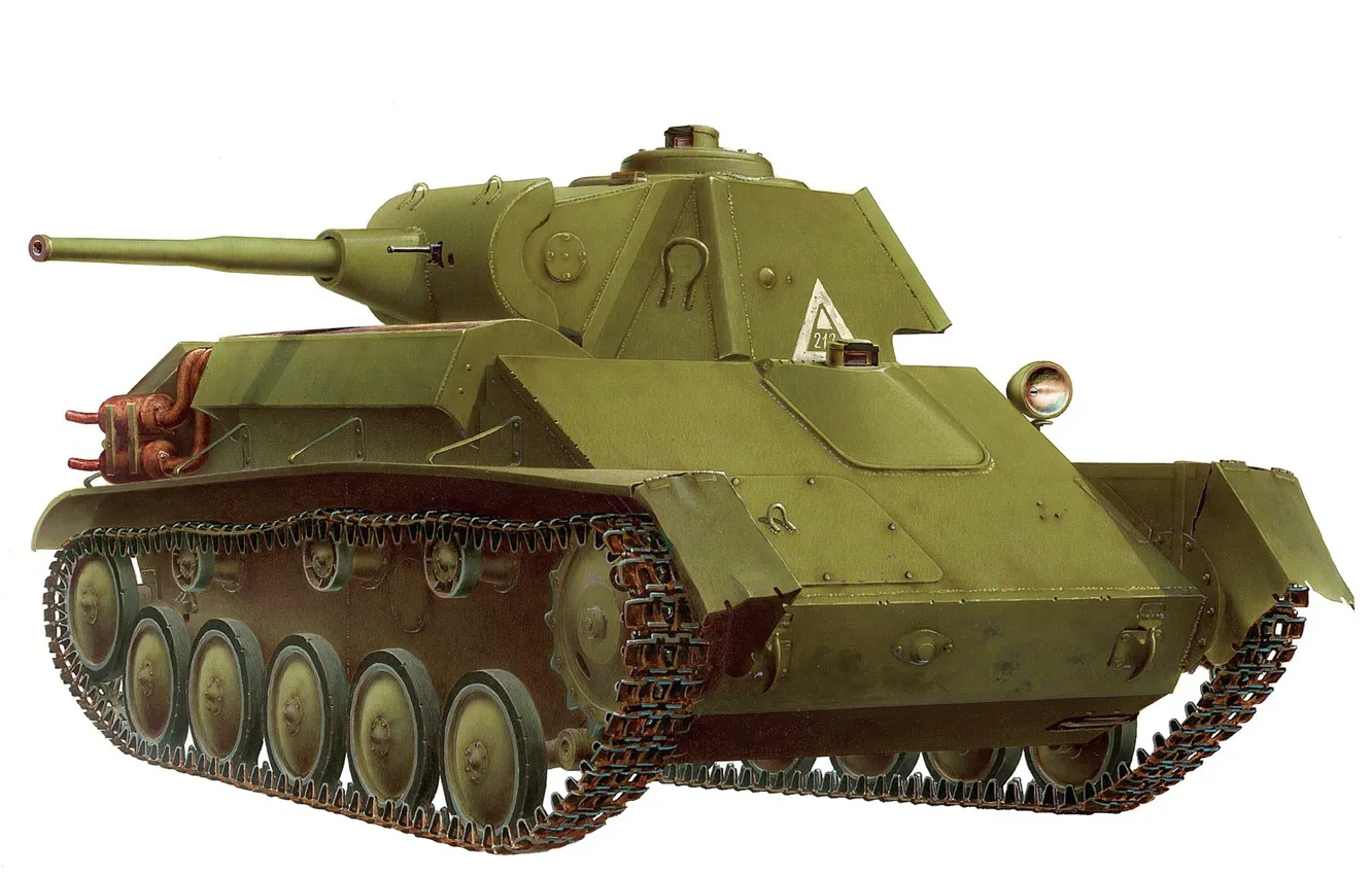 Фото обои арт, танк, советский, лёгкий, периода, Второй мировой войны, Т-70М