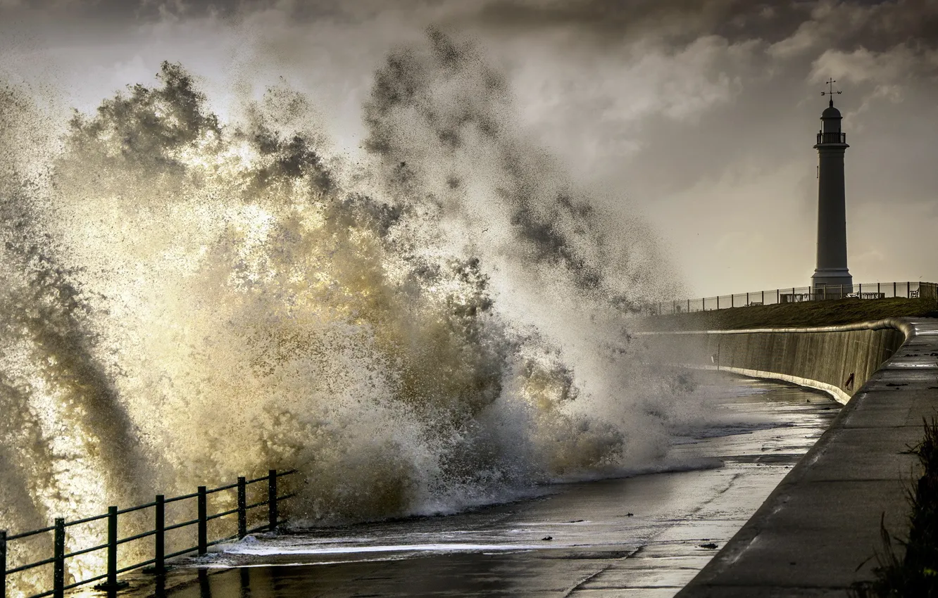 Фото обои Sunderland, north sea, stormy, Seaburn Promenade, wearmouth, wearside