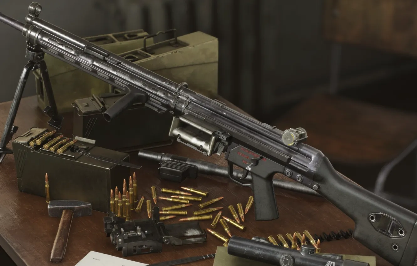 Фото обои рендеринг, оружие, weapon, render, пулемёт, machine gun, 3d Art, HK 23
