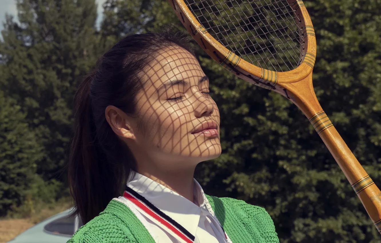 Фото обои girl, beautiful, racket, professional tennis player, Emma Raducanu