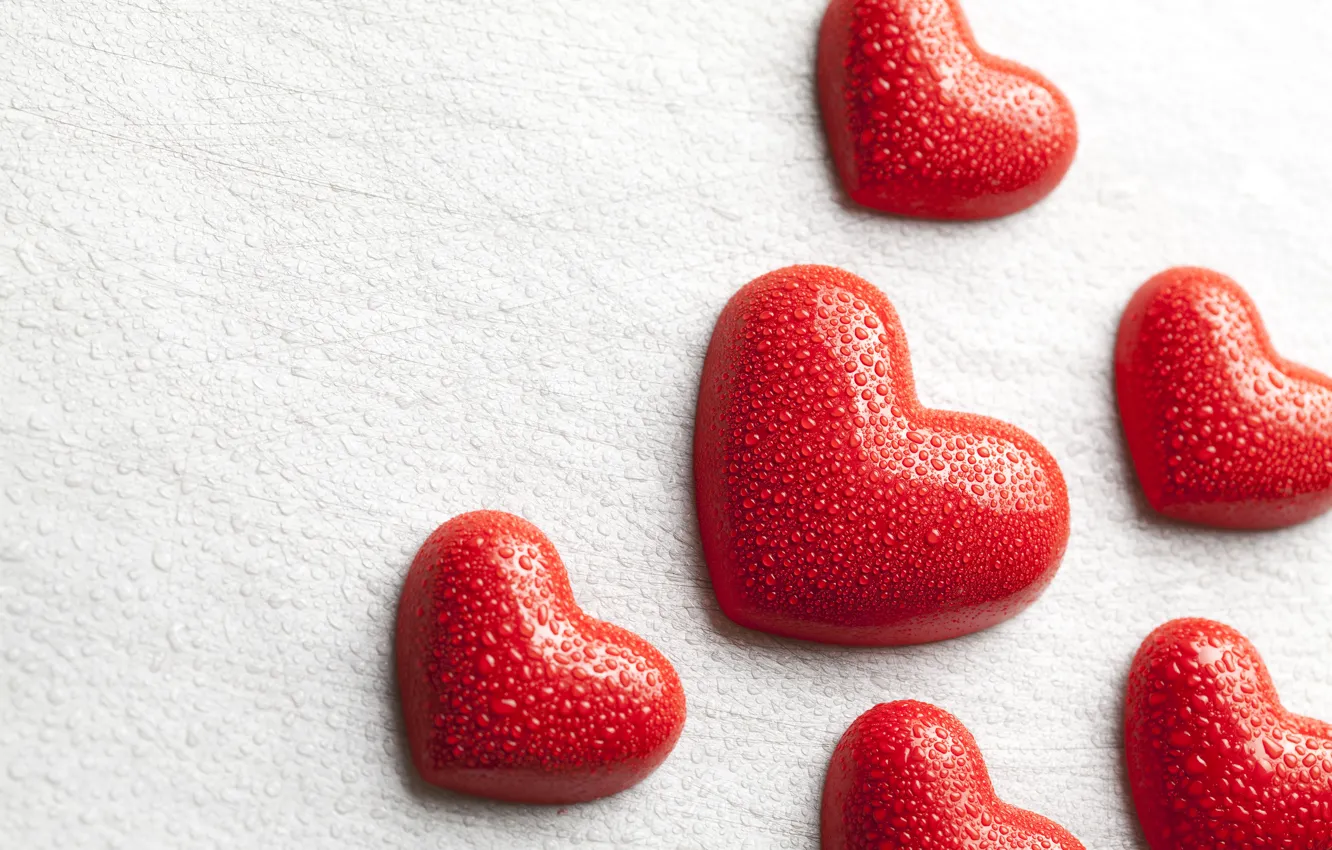 Фото обои вода, капли, любовь, сердце, сердечки, red, love, heart