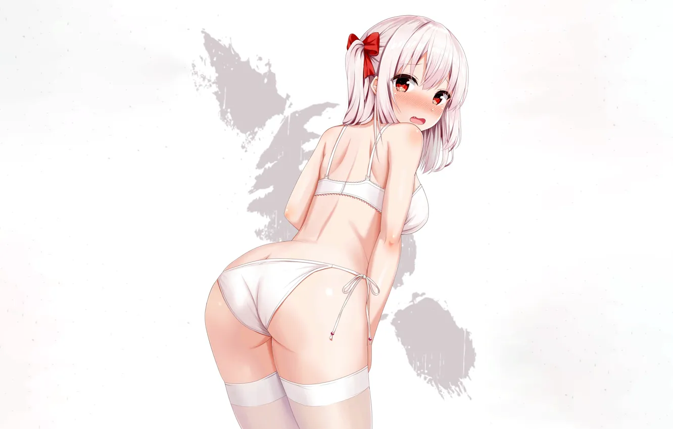 Фото обои girl, sexy, lingerie, ass, pantsu, bra, panties, thighhighs