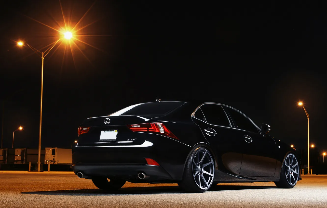 Фото обои черный, Lexus, сзади, black, 2014, IS250, лексес