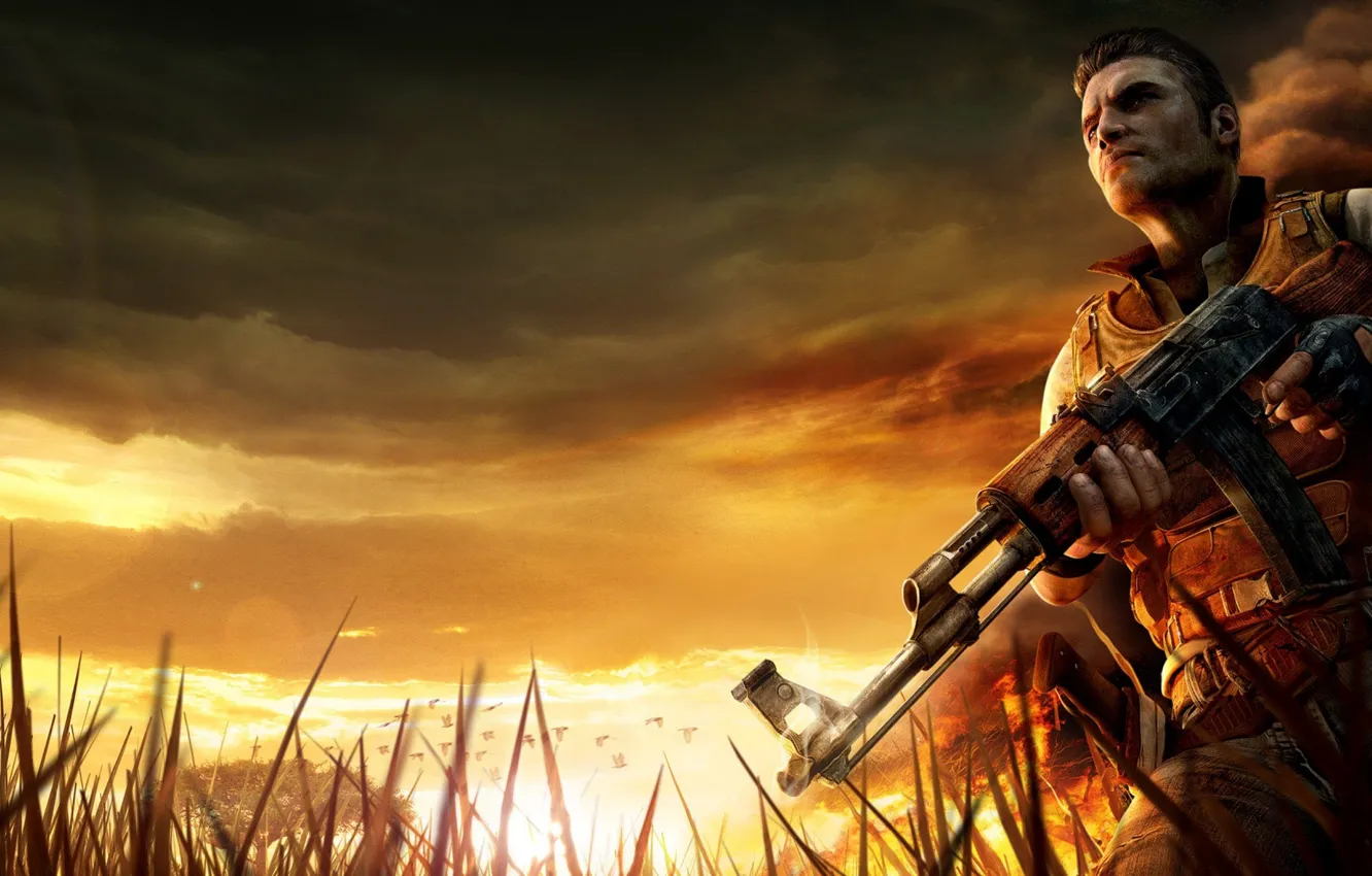 Фото обои автомат, game, африка, far cry 2, калашников, фар край 2