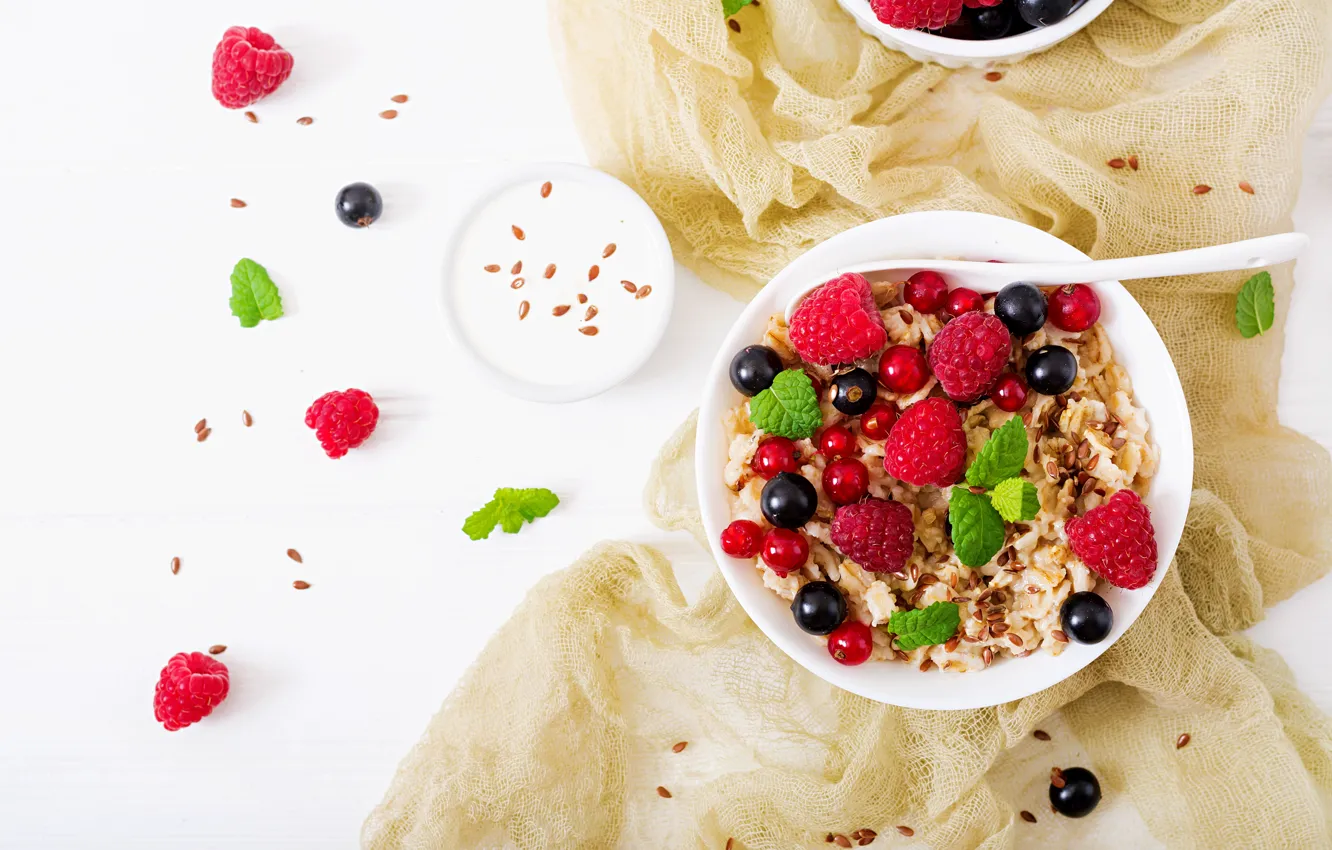 Фото обои ягоды, завтрак, berries, мюсли, Breakfast, muesli
