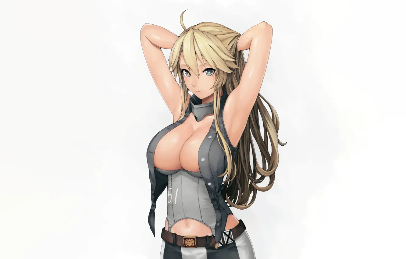 Фото обои girl, sexy, cleavage, long hair, boobs, anime, beautiful, pretty