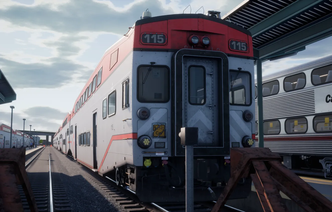 Фото обои Локомотив, Поезд, USA, США, Россия, Тепловоз, Train Sim World 2020, Caltrain