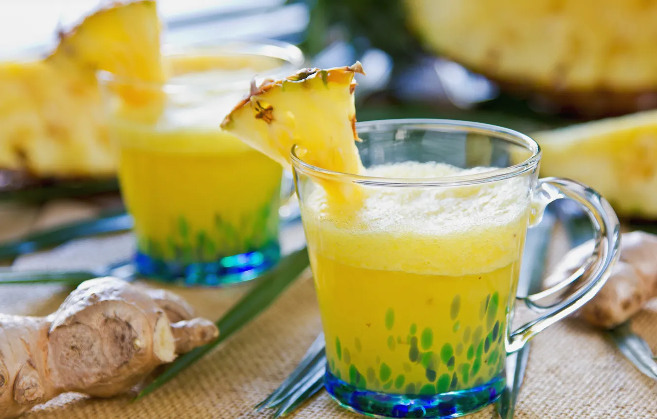 Фото обои напиток, ананас, имбирь