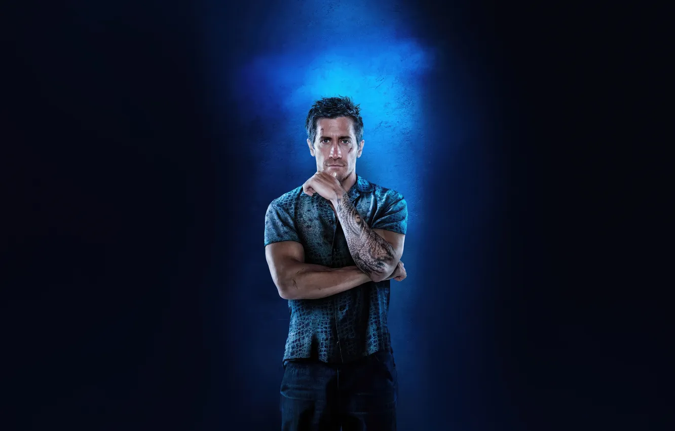 Фото обои поза, тату, постер, ремейк, Jake Gyllenhaal, Джейк Джилленхол, Dalton, Дом у дороги (2024)