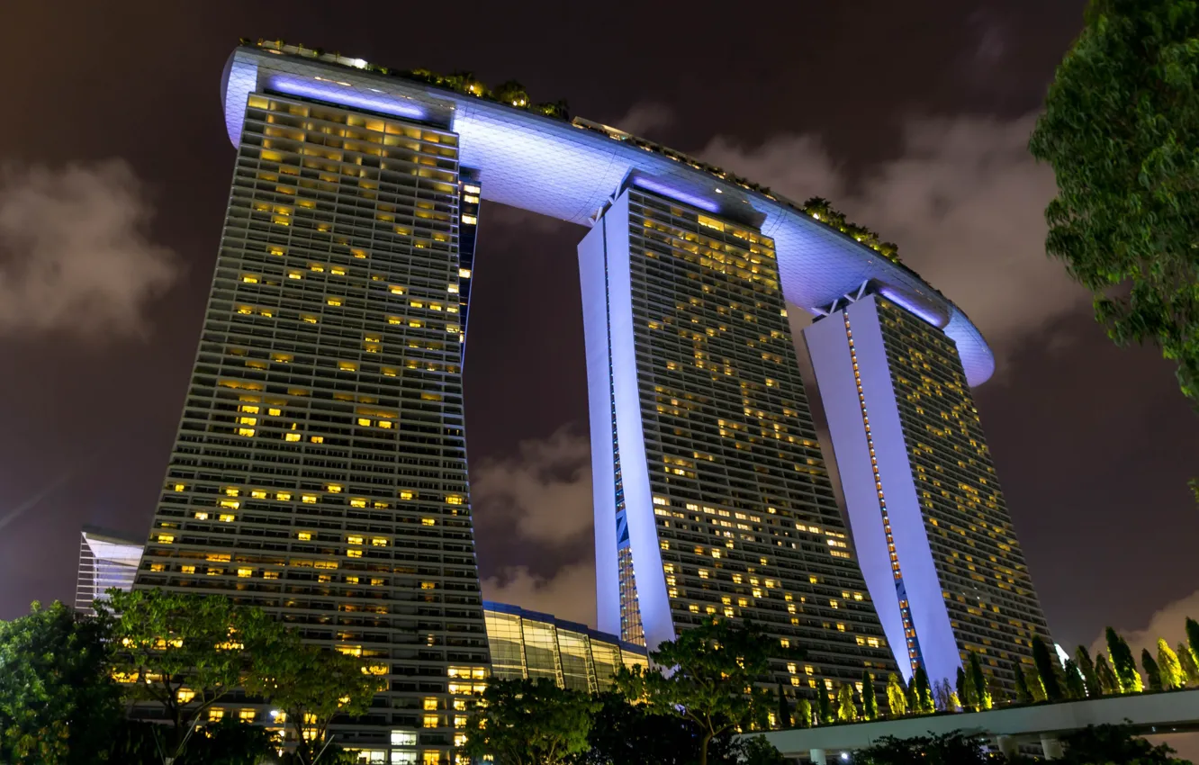 Фото обои ночные огни, Сингапур, Singapore, night lights