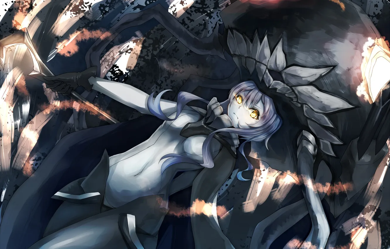 Фото обои взгляд, девушка, магия, злость, посох, жест, art, kantai collection