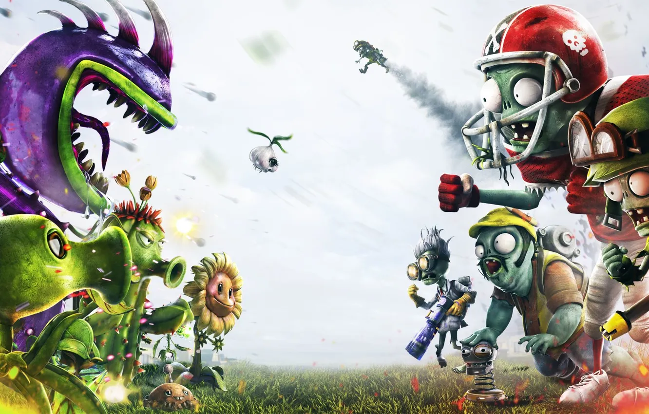 Фото обои Зомби, Electronic Arts, PopCap, Plants vs Zombies Garden Warfare
