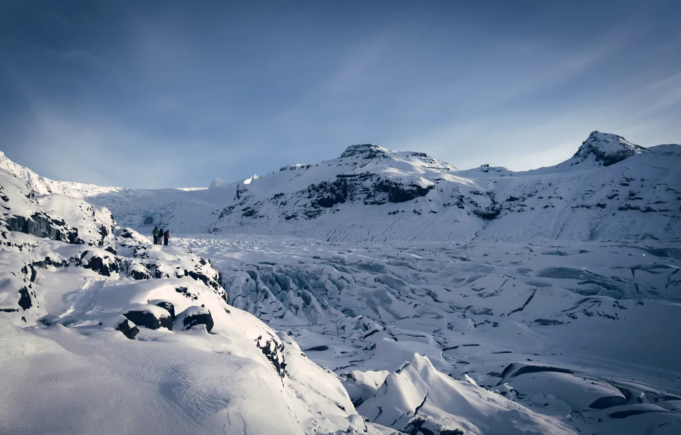 Фото обои зима, снег, горы, Исландия