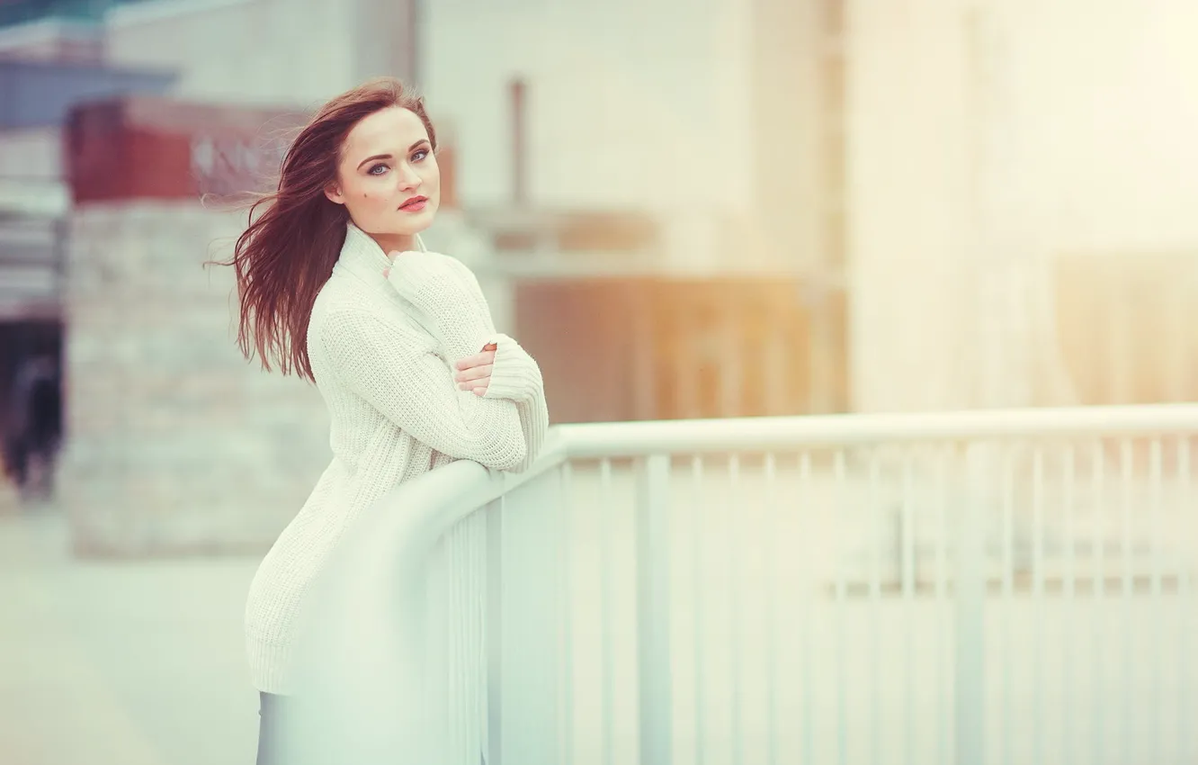 Фото обои Girl, Model, White, Woman, Shirt, Lenna, Sight