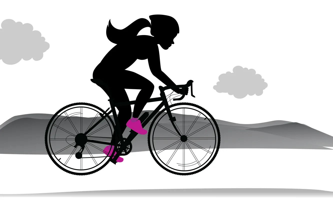 Фото обои девушка, велосипед, рисунок