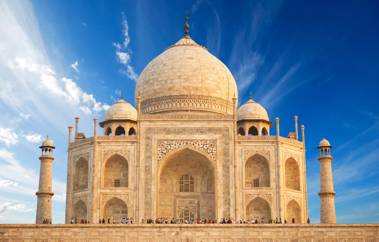 Фото обои замок, Индия, памятник, храм, Taj Mahal, Тадж Махал, Agra, India