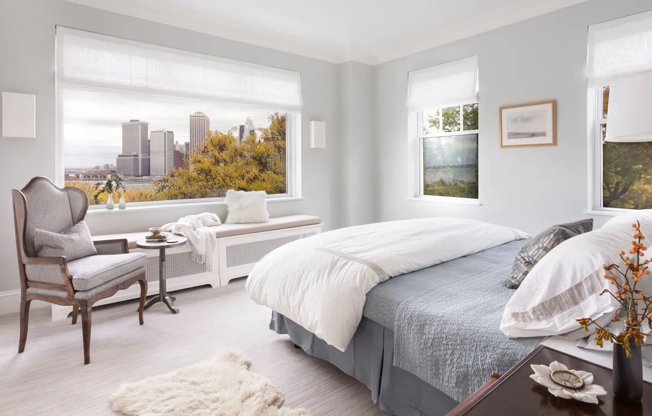 Фото обои дизайн, стиль, комната, интерьер, Нью Йорк, спальня, Brooklyn Heights Apartment, by Ben Herzog