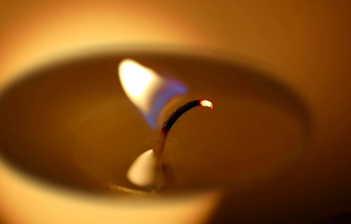 Фото обои макро, огонь, свеча