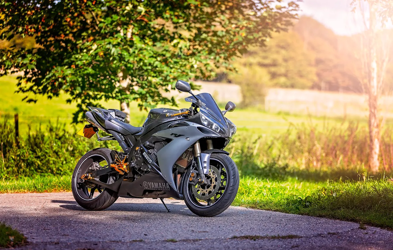 Фото обои black, yamaha, grey, yzf-r1