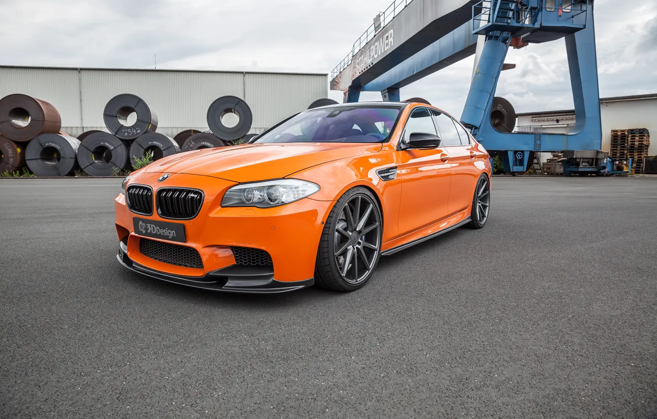 Фото обои авто, оранжевый, бмв, BMW, передок, ноздри, 3D Design