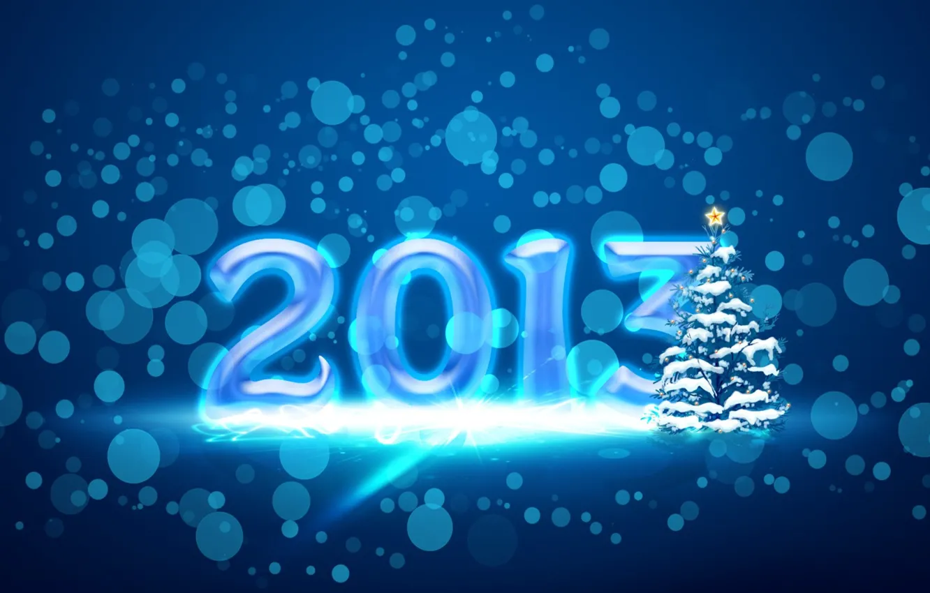 Фото обои снег, круги, праздник, звезда, новый год, ель, ёлка, new year