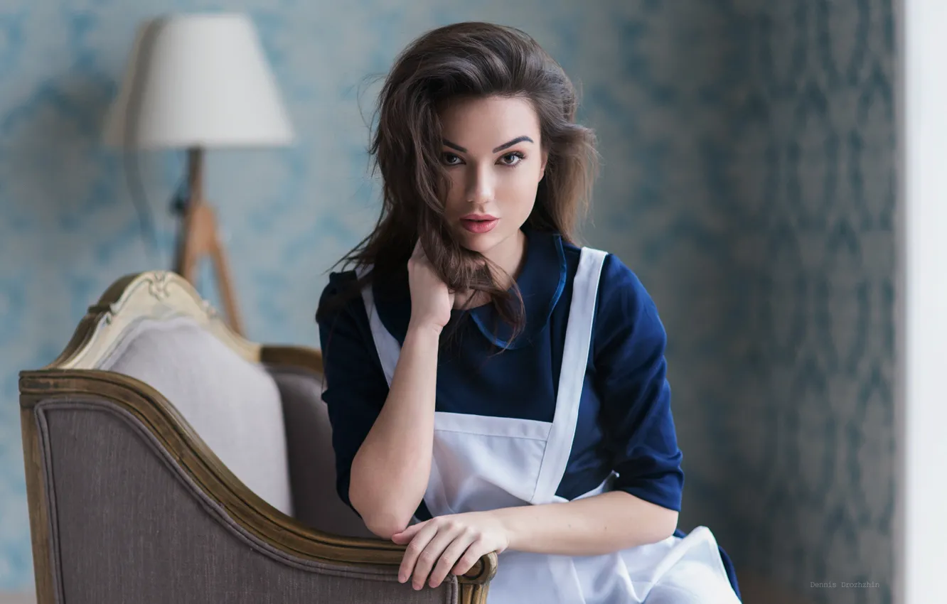 Фото обои girl, long hair, photo, photographer, model, bokeh, face, brunette