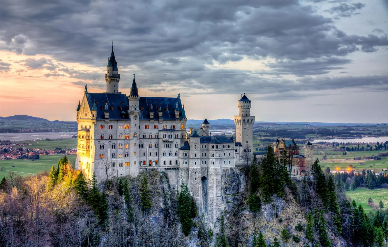 Фото обои Германия, Бавария, Germany, Bavaria, Neuschwanstein Castle, Замок Нойшванштайн, home of King Ludwig
