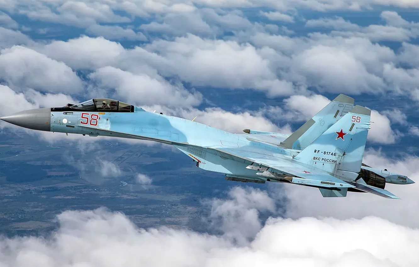 Фото обои ОКБ Сухого, ВКС России, российский многоцелевой, многофункциональный истребитель поколения «4++», глубоко модернизированный сверхманевренный, с управляемым …