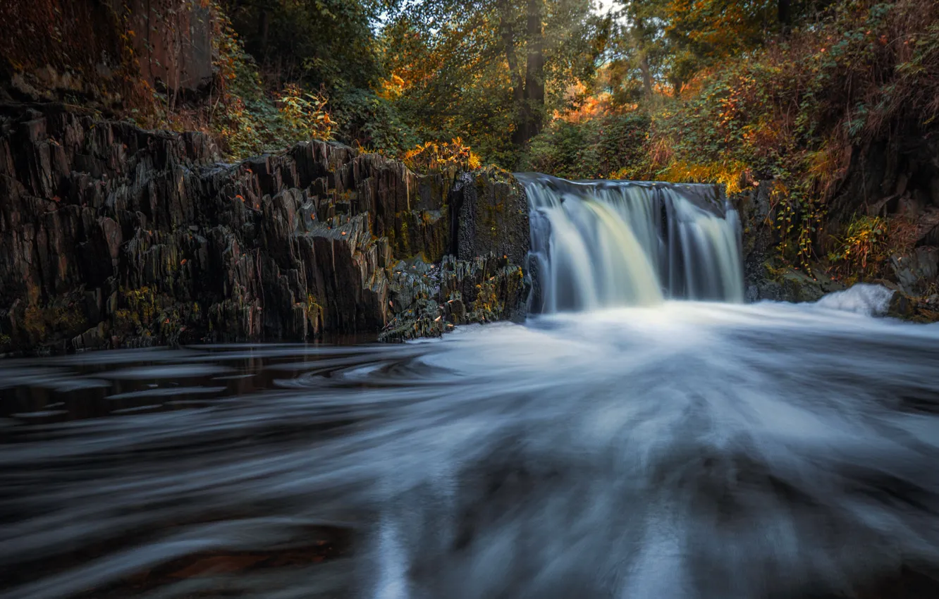 Фото обои камни, скалы, берег, водопад, поток, водоем