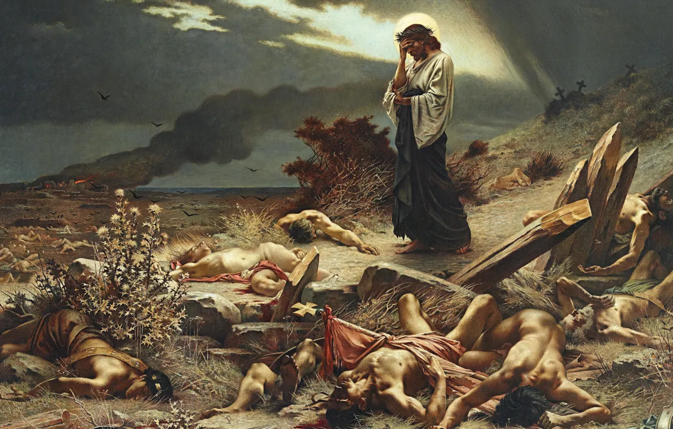 Фото обои французский живописец, 1892, French painter, oil on canvas, La transgression du commandement, Aimez-vous les uns …