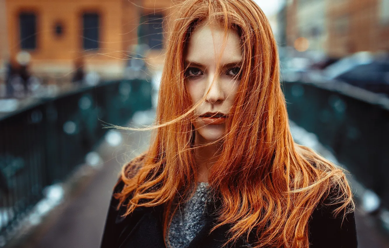 Фото обои Red, Beauty, View, Face, Lips, Lisa, Portrait, Hair
