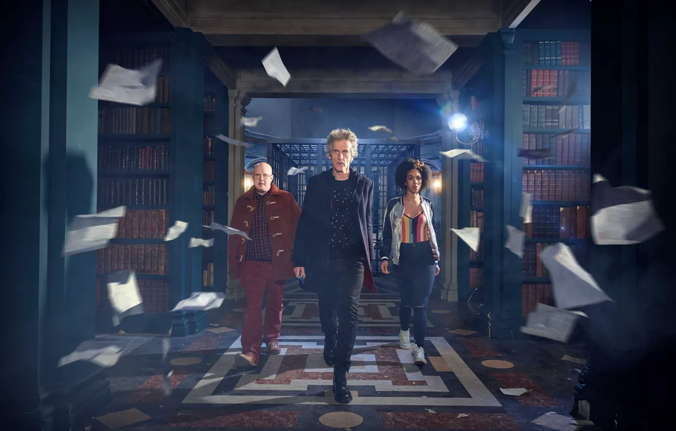 Фото обои книги, клетка, библиотека, актеры, книжки, Doctor Who, страницы, Доктор Кто