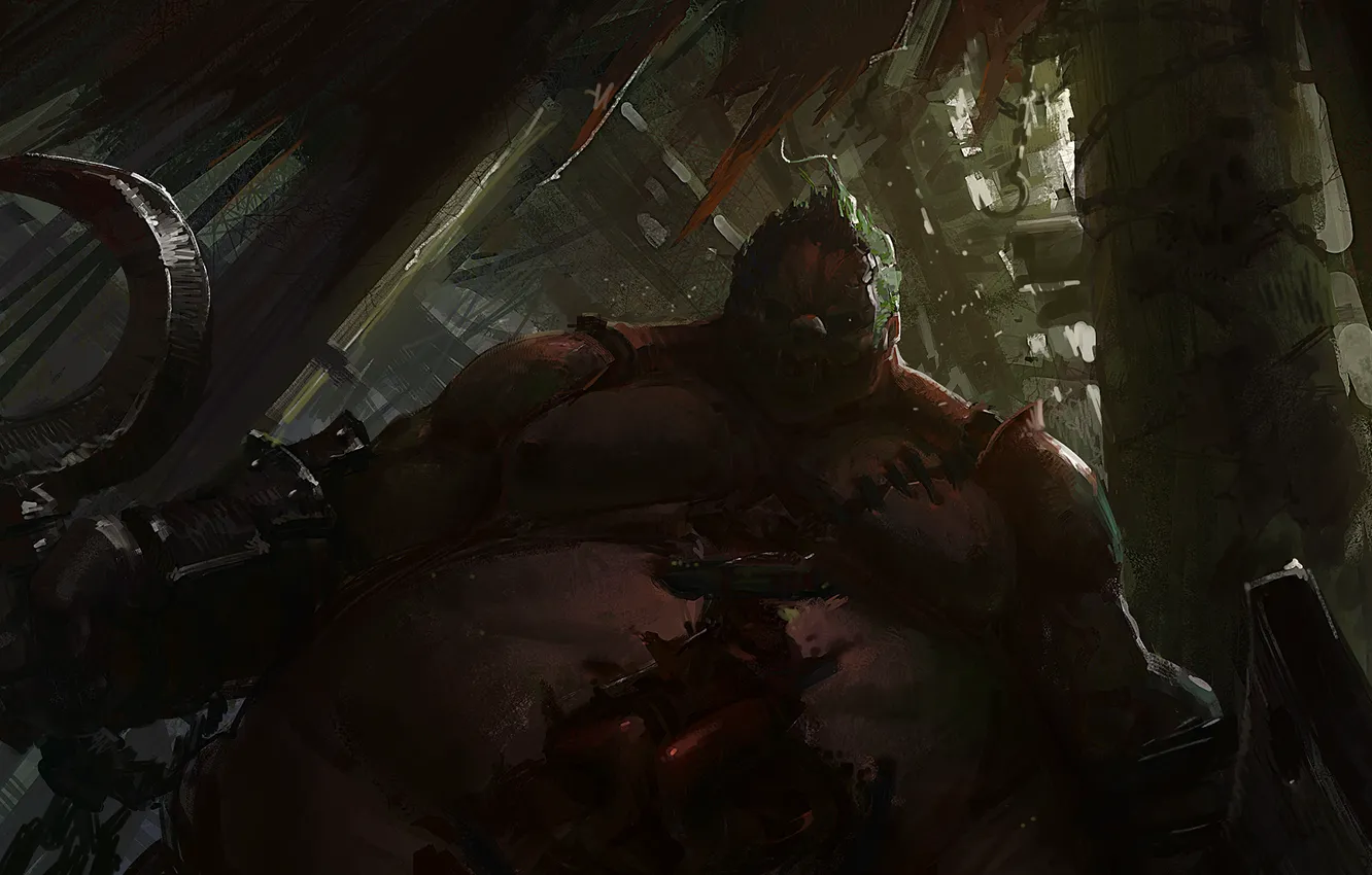 Фото обои арт, крюк, Dota 2, Butcher, Pudge