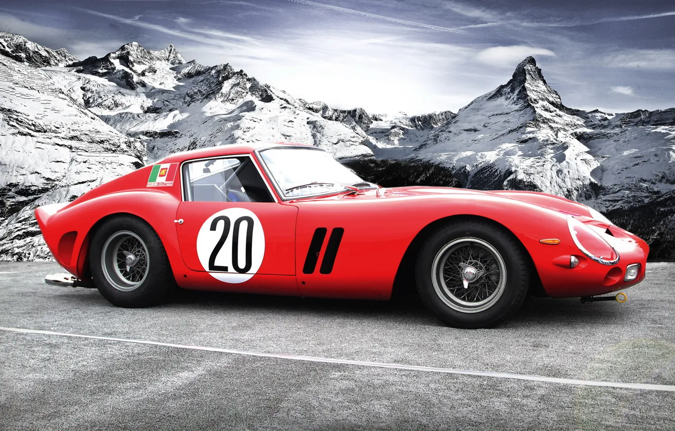 Фото обои горы, феррари, классика, autowalls, Ferrari 250 GTO