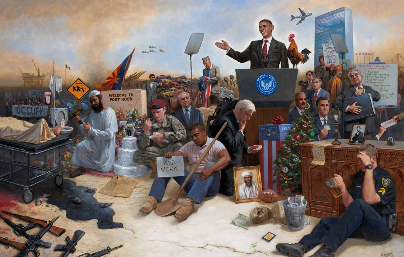 Фото обои люди, война, америка, сша, Барак Обама, Jon McNaughton, Obamanation