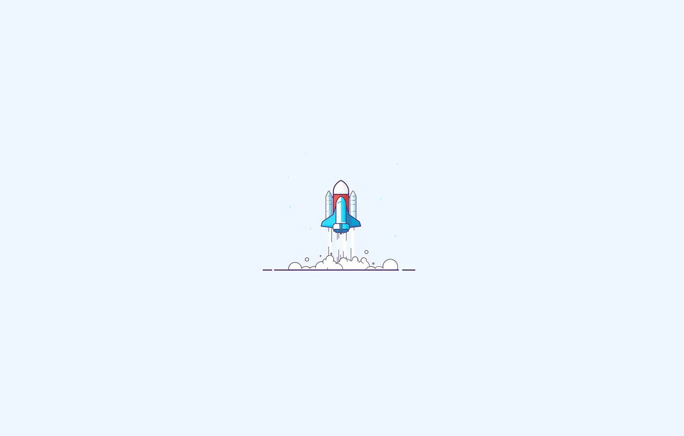 Фото обои minimalism, spaceship, digital art, artwork, Space Shuttle, simple background, lift off