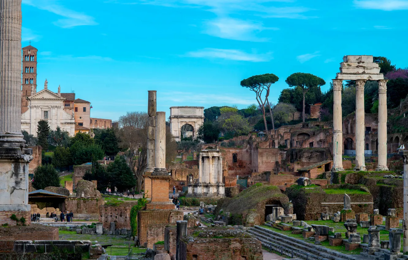 Фото обои Рим, Италия, развалины, руины, Форум