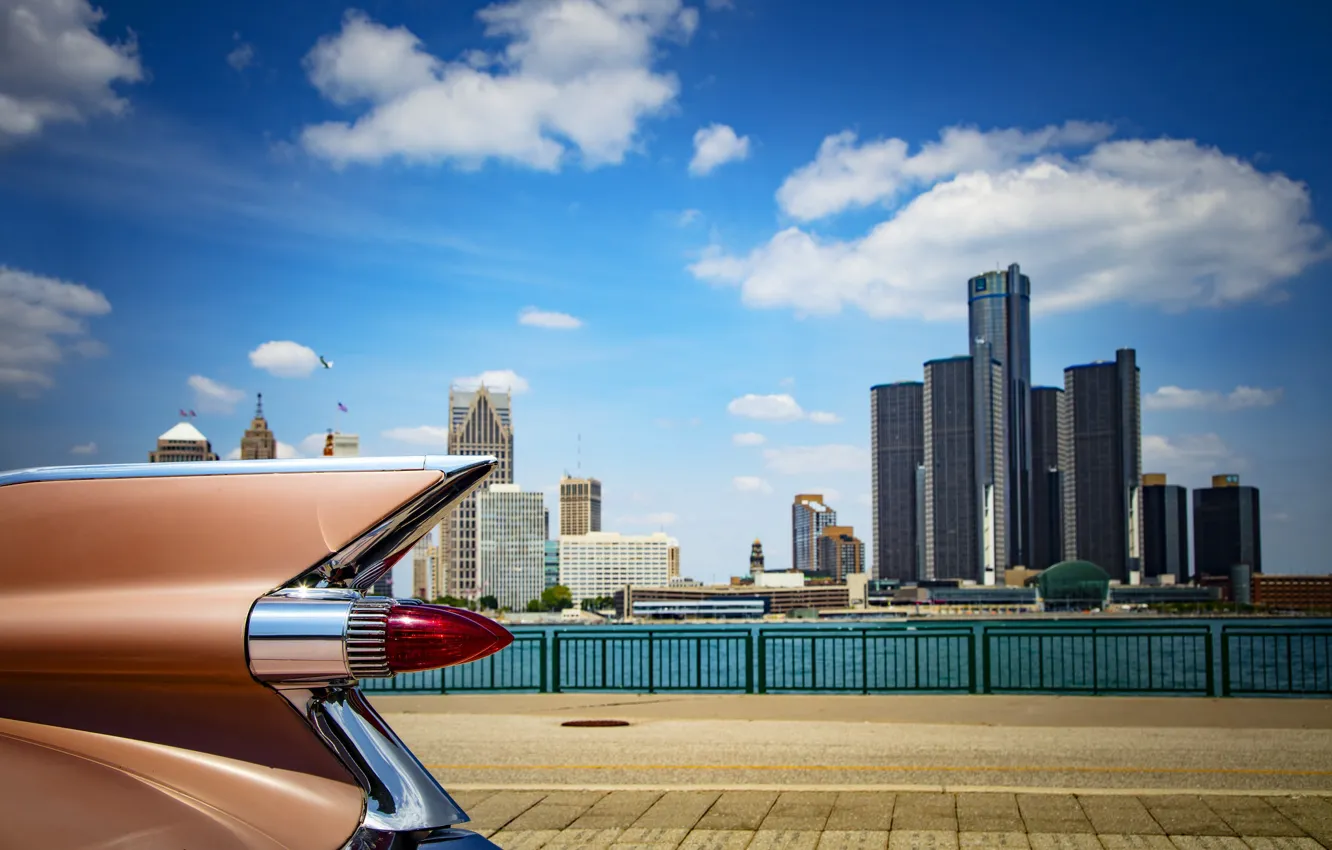 Фото обои здания, крыло, автомобиль, архитектура, Detroit, renaissance center