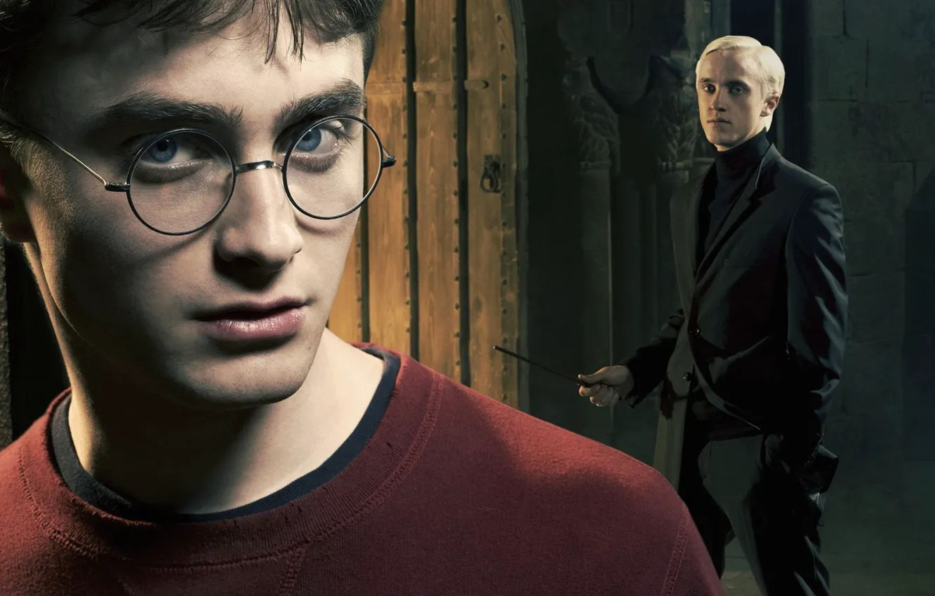 Фото обои взгляд, лицо, Гарри Поттер, Harry Potter, Draco Malfoy, Драко Малфой