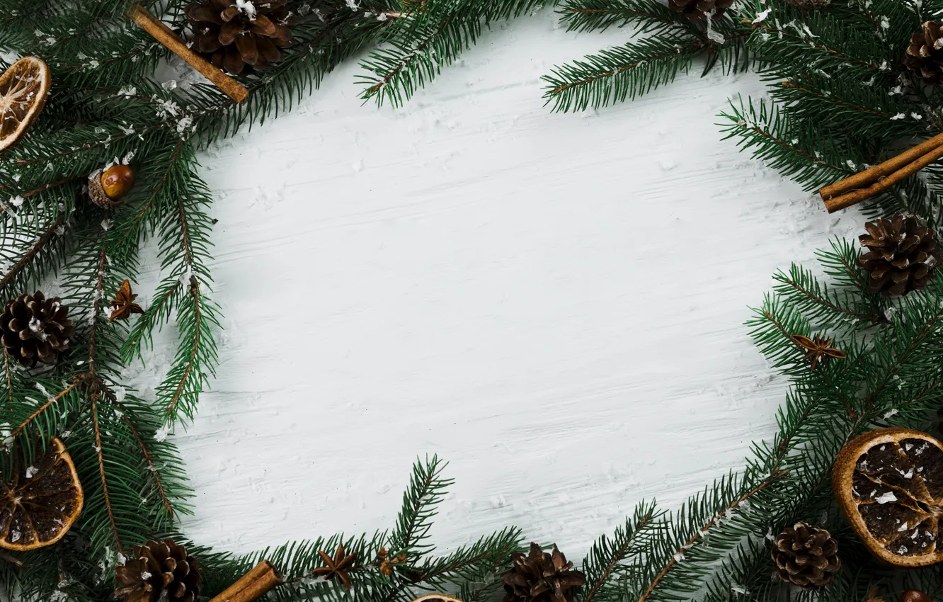 Фото обои фон, елка, Новый Год, Рождество, Christmas, шишки, wood, background