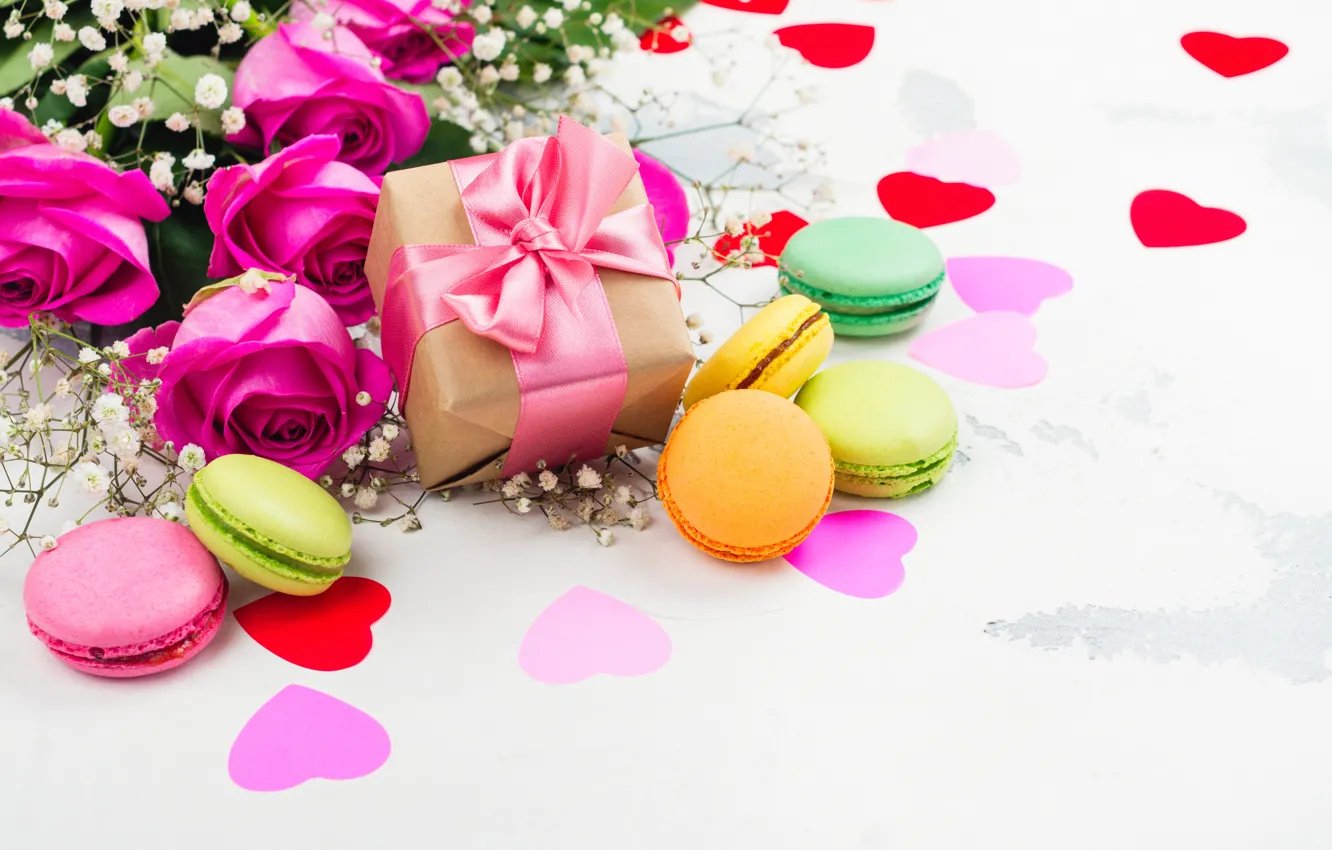 Фото обои подарок, розы, печенье, сердечки, декор, Alouette2019