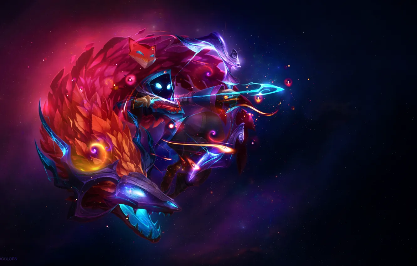 Фото обои дракон, игра, game, character, охотница, персонаж, dragon, League of Legends